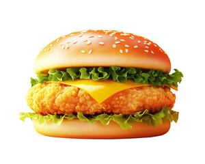 a chicken burger with lettuce and cheese