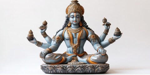 Serene Vishnu Statue, Four-Armed God in Meditation Pose