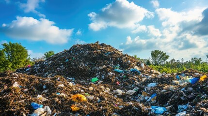 Organic Waste Heap Under Bright Sky Promoting Sustainable Energy Solutions Transforming Waste into Renewable Resources