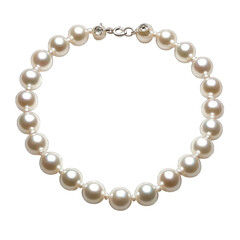 Obraz premium Elegant white pearl necklace with silver clasp isolated on transparent background png