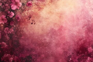 Soft Musical Notes with Floral Gradient Background