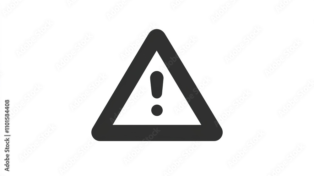 Poster a simple warning symbol in a triangular shape, featuring an exclamation mark, often used to indicate