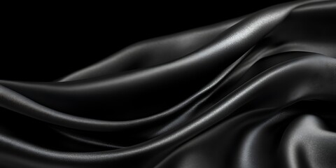Fototapeta premium Dark, elegant fabric waves on black background.