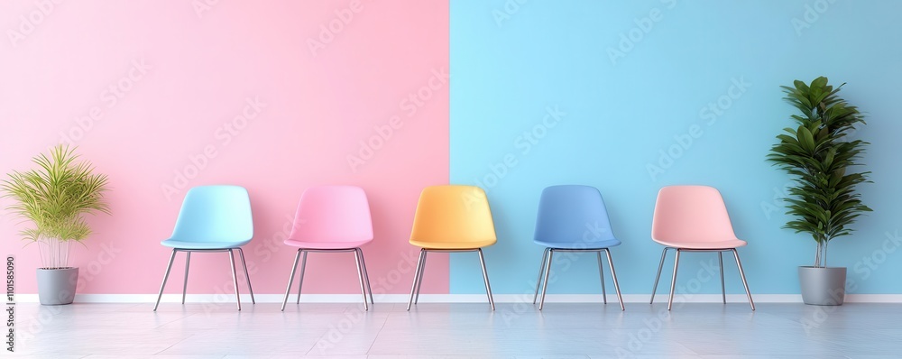 Poster career satisfaction panel flat design front view motivation and support theme 3d render colored past