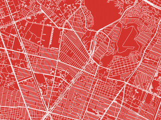 Christmas Map of Colonia Lindavista, Mexico in Snowy White on Festive Red Background.