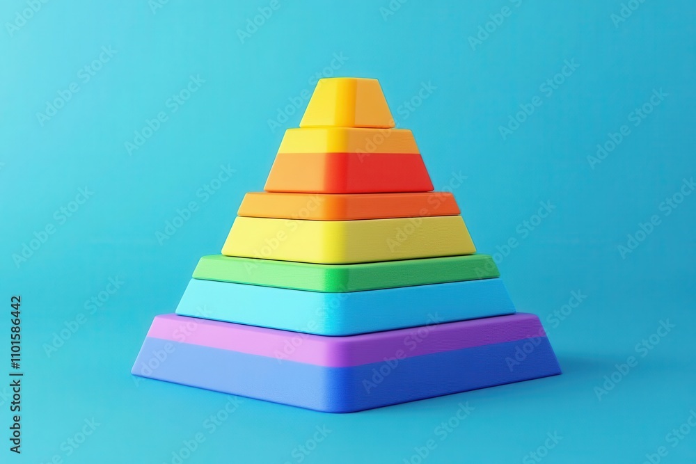 Poster clarity and support chart flat design front view team improvement theme 3d render triadic color sche