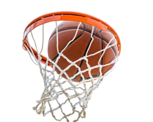 a basketball in a net