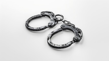 Handcuffs slightly open, positioned diagonally on a white background.