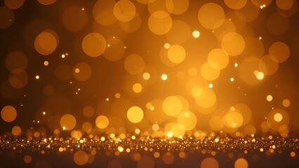 Festive Abstract Gold Color Background with Bokeh and Gold Particles