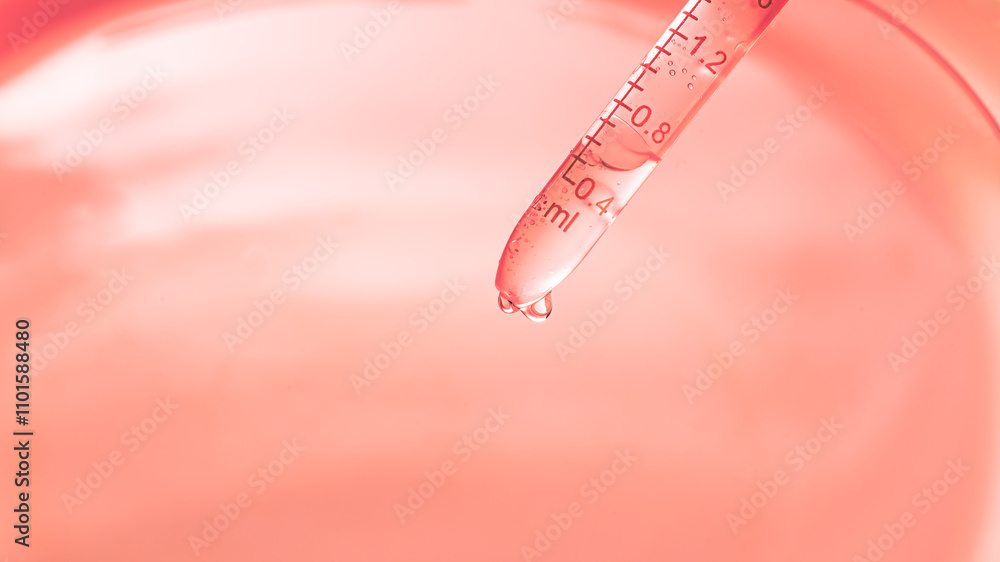 Wall mural close-up orange science experiment background,macro science experiment pipette surface,