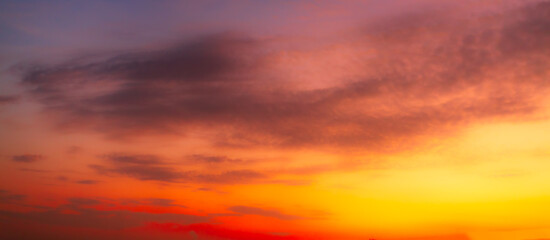 Orange sky and clouds background,Beautiful , luxury soft gradient orange gold clouds and sunlight on the blue sky perfect for the background, take in everning,Twilight, Large size, high definition