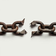 Obraz premium Broken Rusty Chain Isolated White Background