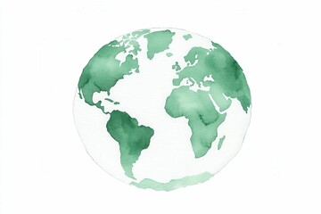 Naklejka premium Watercolor Earth Globe in Green Tones