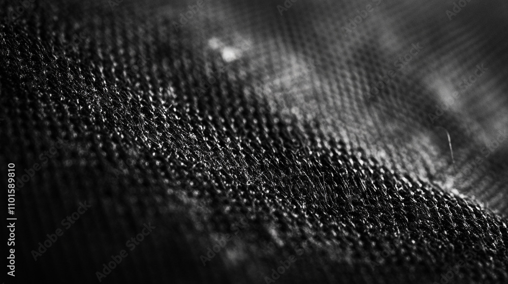 Aufkleber close-up view of textured black fabric showcasing intricate details and patterns