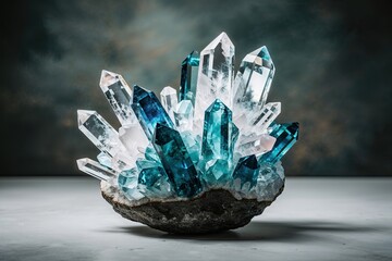 Vibrant Crystal Luminescence Against a Dark Background in a Wide Format