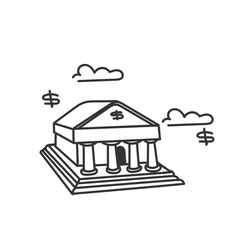 doodle bank building icon illustration