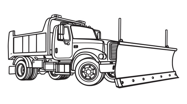 recommend clip art: Winter Wonderland Coloring Fun Snow Plow Truck Vector Outline Page snow plow, truck, blade, clearing, snow, coloring page