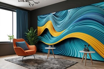 Vibrant Three-Dimensional Abstract Waves Design