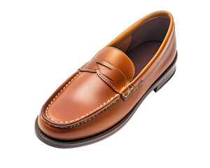 Elegant brown leather loafer with classic design and detailed stitching, perfect for formal or casual occasions