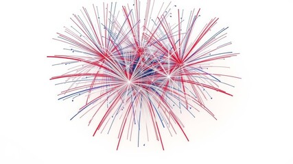 Patriotic red, white, and blue fireworks display with copy space for text on a white background,  fireworks,  background