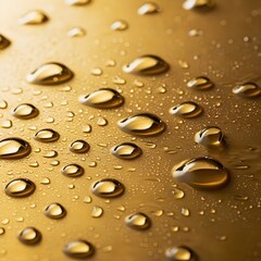 Water drops on a golden surface