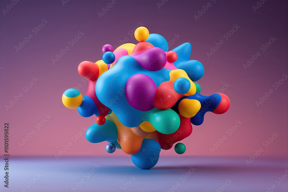 Poster abstract three-dimensional colorful shape render for modern technology background