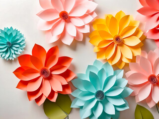 Pastel Paper Flowers Background