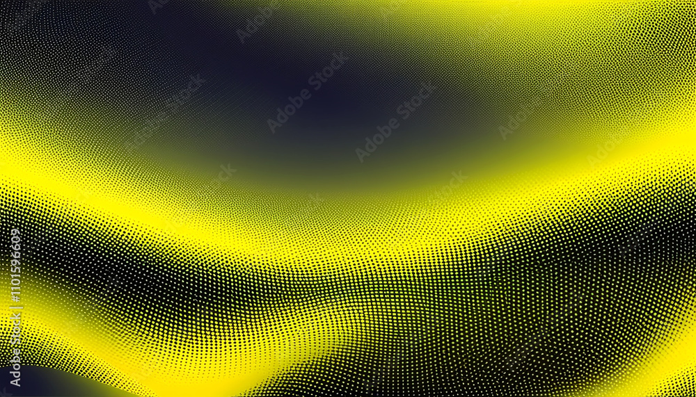 Poster vibrant yellow and black abstract pattern flowing across the canvas in dynamic waves
