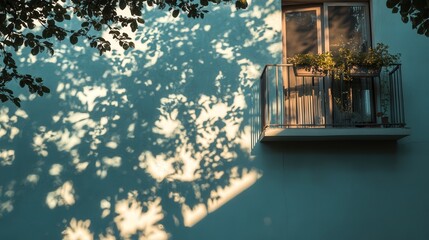 A beautiful 4K image of the shadow of a tree on the wall of a building, with its branches casting delicate patterns on the surface,