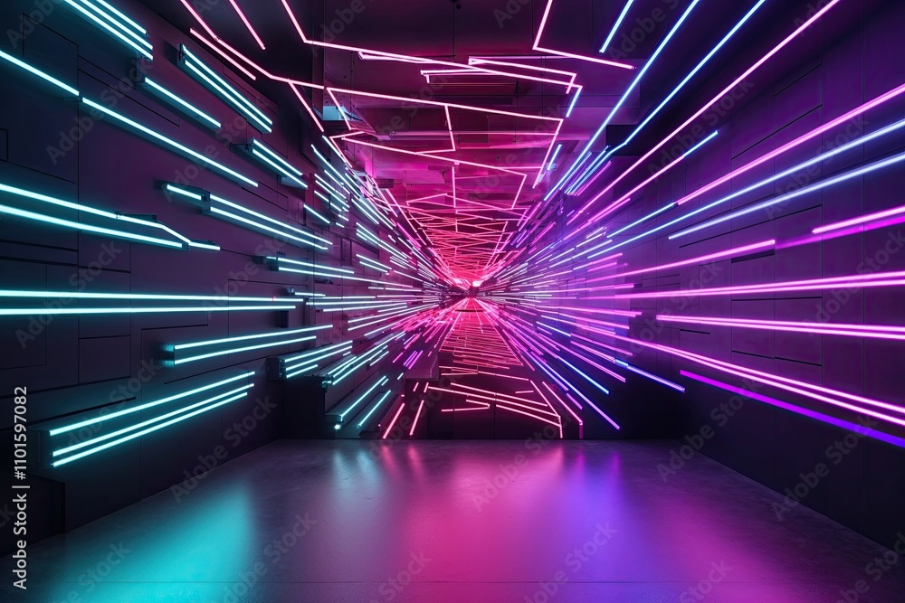 Aufkleber striking three-dimensional imagery with dazzling neon patterns flickering in a modern digital backdr