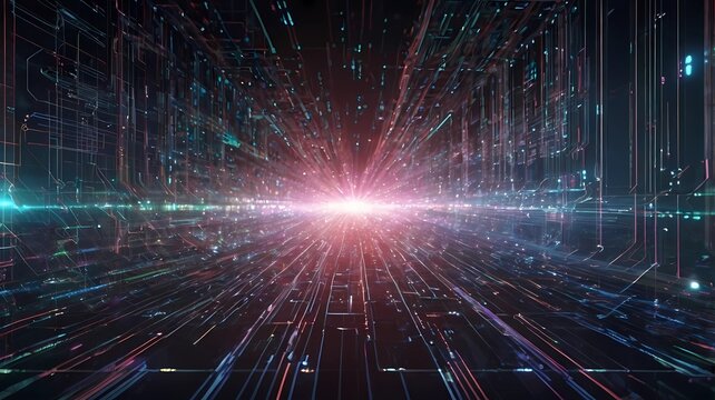 Data transfer and future technology, cyber security concept background, abstract hi speed digital internet. Motion blur. Abstract technology and cyber space environment 3D render