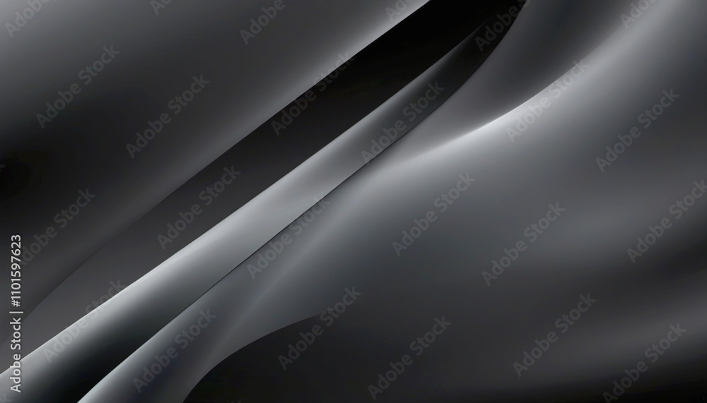 Poster soft waves of black and gray intertwining in abstract harmony