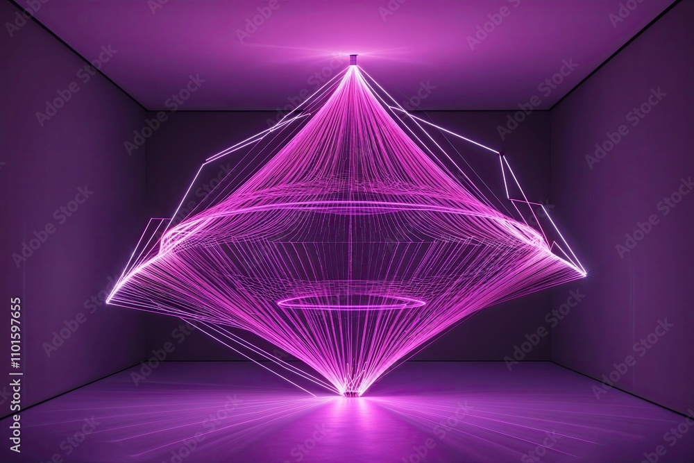 Poster stunning three-dimensional abstract expression with electric neon threads sparkling in the void