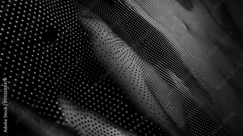 Poster abstract monochrome design featuring intricate patterns on textured fabric