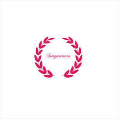 signature letter logo design with leaf circle