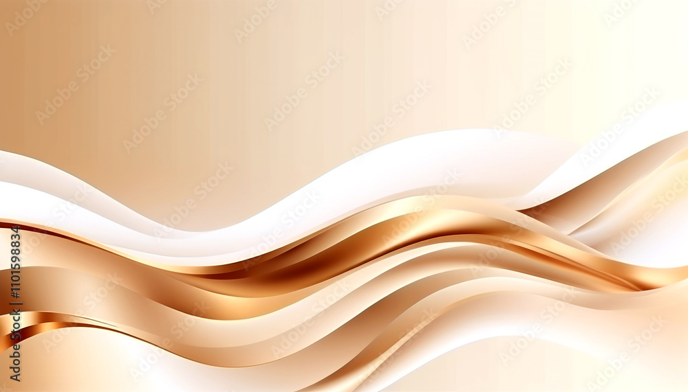 Poster flowing waves of gold and white create a serene and elegant background design