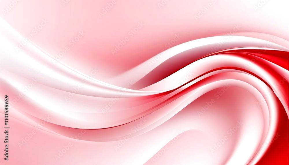 Poster flowing waves of red and white create a serene abstract background design