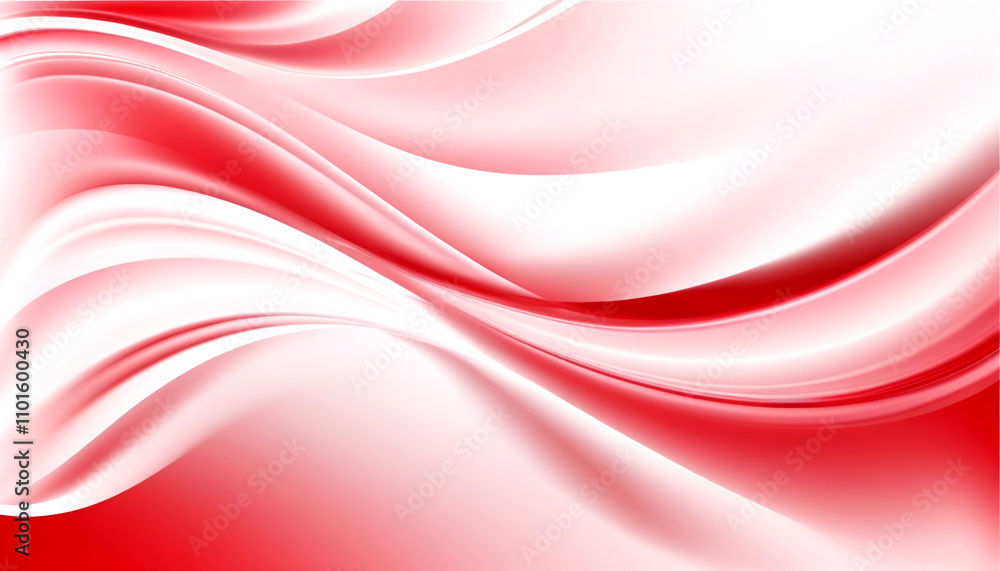 Poster flowing waves of soft red and white create a soothing and vibrant background design