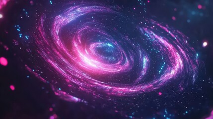 Obraz premium Galaxy wallpaper glowing in bright neon colors against a cosmic dark background