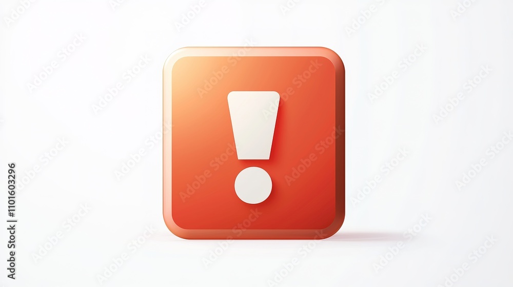 Poster a red square button featuring a white exclamation mark, indicating caution or alertness against pote
