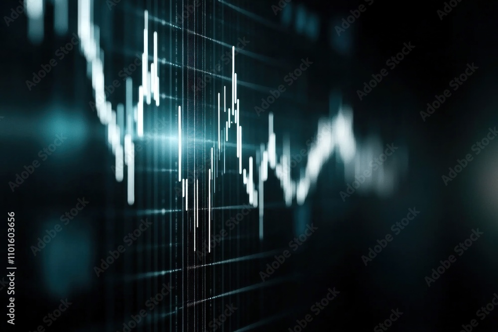Poster a detailed digital graph illustrates market trends and price movements in real-time, capturing the c