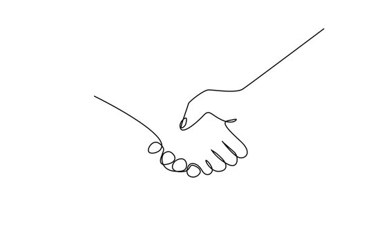 recommend clip art: Shaking hands in continuous one line art drawing. Vector illustration of relationship and business agreement, Continuous one line drawing of handshake. Handshake concept. Vector illustration.
