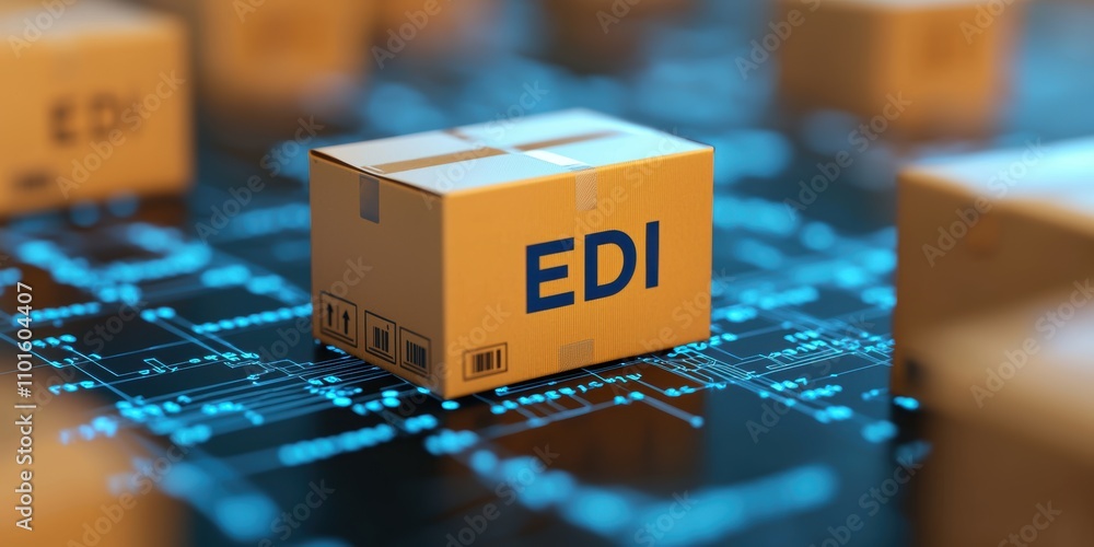Poster streamlining business operations with edi technology enhancing efficiency in digital supply chains