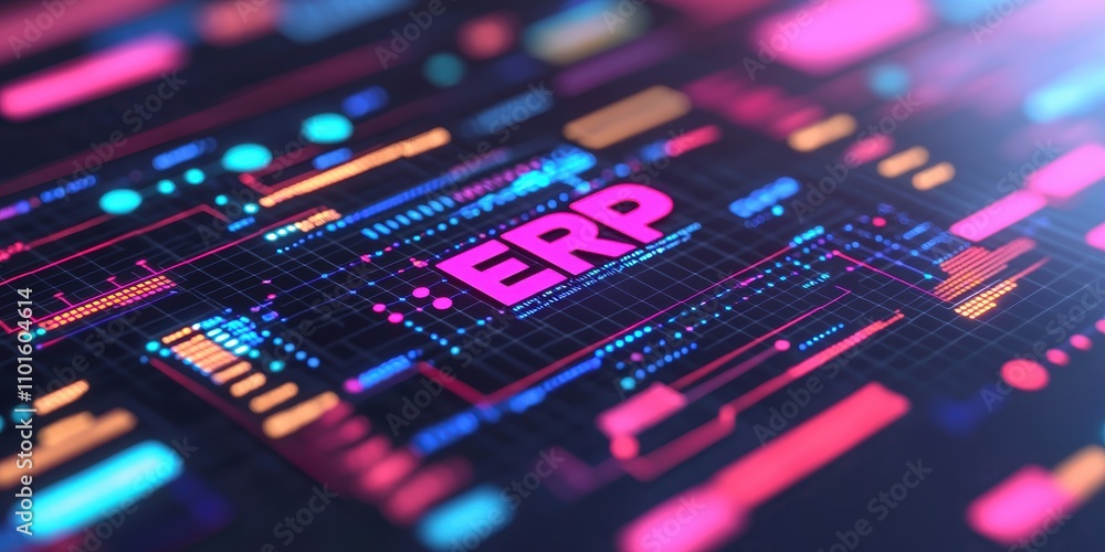 Poster erp dashboard overview business analysis digital environment data visualization high-tech concept