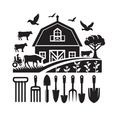 farming logo silhouette vector illustration