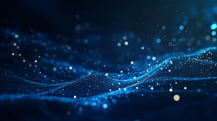 Blue Stardust Dreamy Starry River Abstract Design Golden Particle Background	