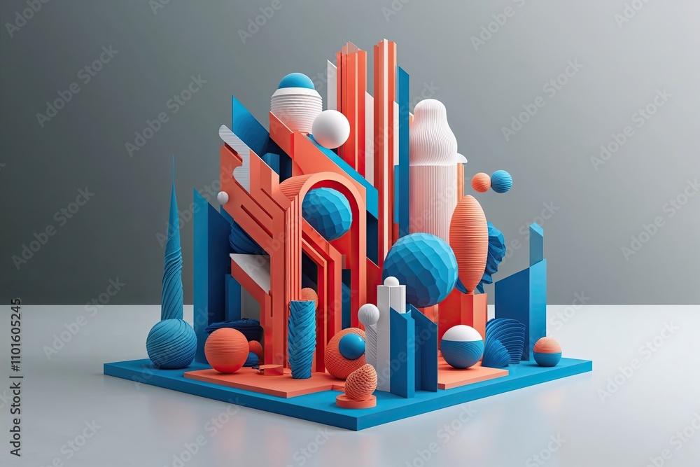 Poster dynamic 3d abstract structure art for innovative design solutions