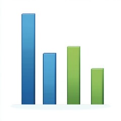  A bar chart with two columns, one blue and the other green. 