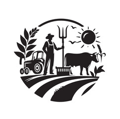farming logo silhouette vector illustration