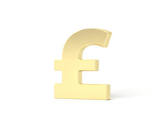 Obraz premium Golden pound sign isolated on white background. Modern. Currency. 3d illustration.